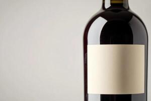 A close-up of a wine bottle label with a blank space beside it. photo