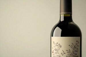 A close-up of a wine bottle label with a blank space beside it. photo