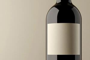 A close-up of a wine bottle label with a blank space beside it. photo