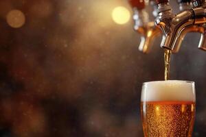 Beer banner with a draft tap and empty space for custom text. photo