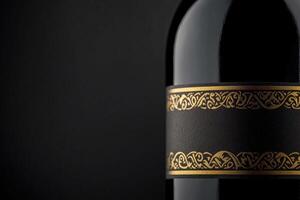 A close-up of a wine bottle label with a blank space beside it. photo