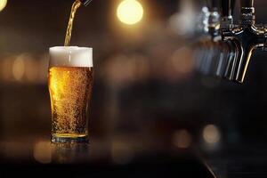 Beer banner with a draft tap and empty space for custom text. photo
