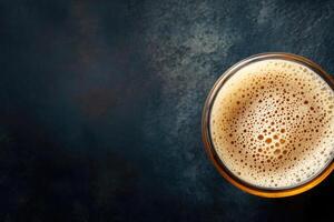 Beer banner with frothy mug and empty space for design. photo