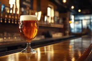 Beer banner with a pint glass and ample space for text or design. photo