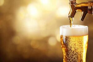 Beer banner with a draft tap and empty space for custom text. photo