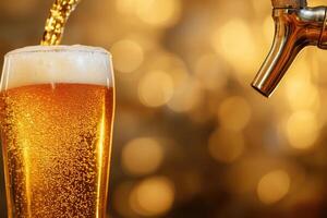 Beer banner with a draft tap and empty space for custom text. photo