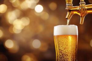 Beer banner with a draft tap and empty space for custom text. photo