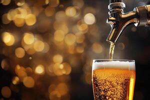 Beer banner with a draft tap and empty space for custom text. photo