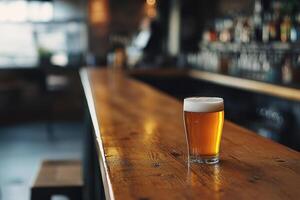Beer banner with a pint glass and ample space for text or design. photo