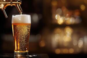Beer banner with a draft tap and empty space for custom text. photo