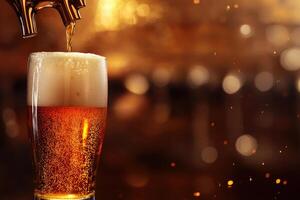 Beer banner with a draft tap and empty space for custom text. photo