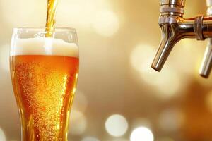 Beer banner with a draft tap and empty space for custom text. photo