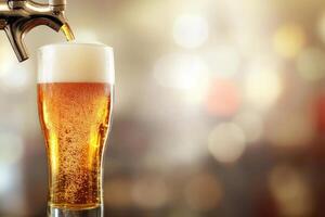 Beer banner with a draft tap and empty space for custom text. photo