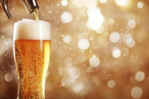 Beer banner with a draft tap and empty space for custom text. photo