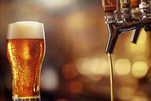 Beer banner with a draft tap and empty space for custom text. photo