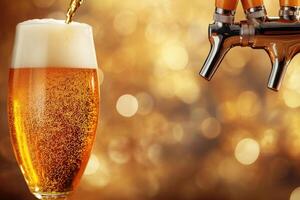 Beer banner with a draft tap and empty space for custom text. photo
