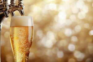 Beer banner with a draft tap and empty space for custom text. photo