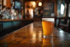 Beer banner with a pint glass and ample space for text or design. photo