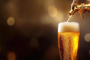 Beer banner with a draft tap and empty space for custom text. photo