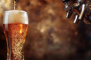 Beer banner with a draft tap and empty space for custom text. photo