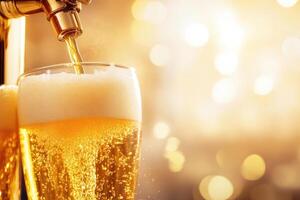 Beer banner with a draft tap and empty space for custom text. photo