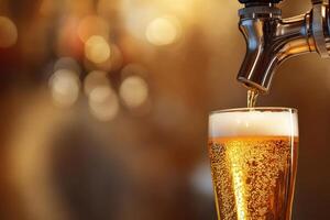 Beer banner with a draft tap and empty space for custom text. photo