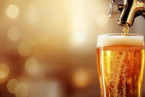 Beer banner with a draft tap and empty space for custom text. photo