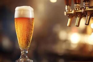 Beer banner with a draft tap and empty space for custom text. photo