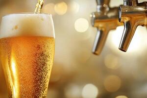 Beer banner with a draft tap and empty space for custom text. photo