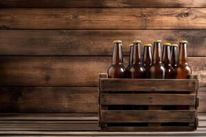 Beer banner with a beer crate and space for custom design. photo