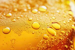 Beer banner with a close-up of beer bubbles and space for text. photo