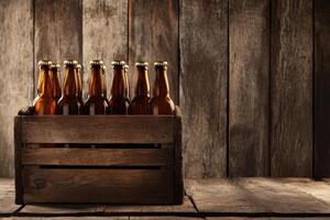 Beer banner with a beer crate and space for custom design. photo
