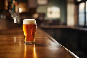 Beer banner with a pint glass and ample space for text or design. photo