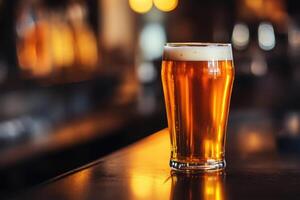 Beer banner with a pint glass and ample space for text or design. photo