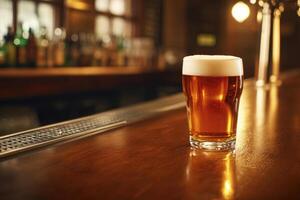 Beer banner with a pint glass and ample space for text or design. photo