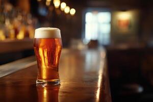 Beer banner with a pint glass and ample space for text or design. photo