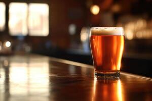 Beer banner with a pint glass and ample space for text or design. photo