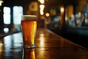 Beer banner with a pint glass and ample space for text or design. photo