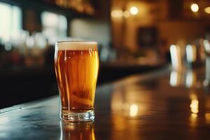 Beer banner with a pint glass and ample space for text or design. photo