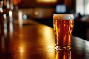 Beer banner with a pint glass and ample space for text or design. photo