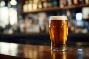 Beer banner with a pint glass and ample space for text or design. photo