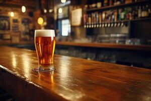 Beer banner with a pint glass and ample space for text or design. photo