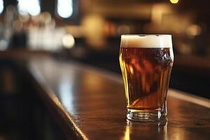 Beer banner with a pint glass and ample space for text or design. photo