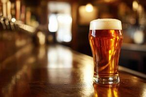 Beer banner with a pint glass and ample space for text or design. photo