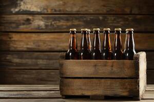 Beer banner with a beer crate and space for custom design. photo