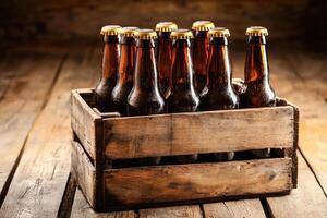 Beer banner with a beer crate and space for custom design. photo