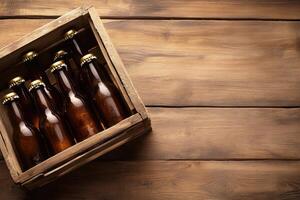 Beer banner with a beer crate and space for custom design. photo