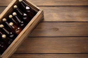 Beer banner with a beer crate and space for custom design. photo