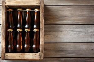 Beer banner with a beer crate and space for custom design. photo