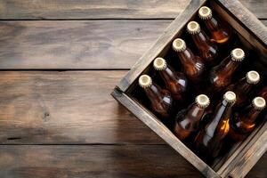 Beer banner with a beer crate and space for custom design. photo